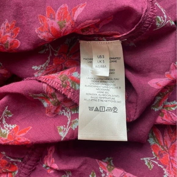 NWT Free People Amanda Ruffle Long Sleeve Wrap Blouse Burgundy Floral Size Small - Picture 12 of 16